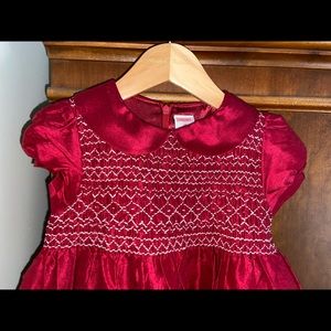 Gymboree Red Raw Silk Smocked dress sz3